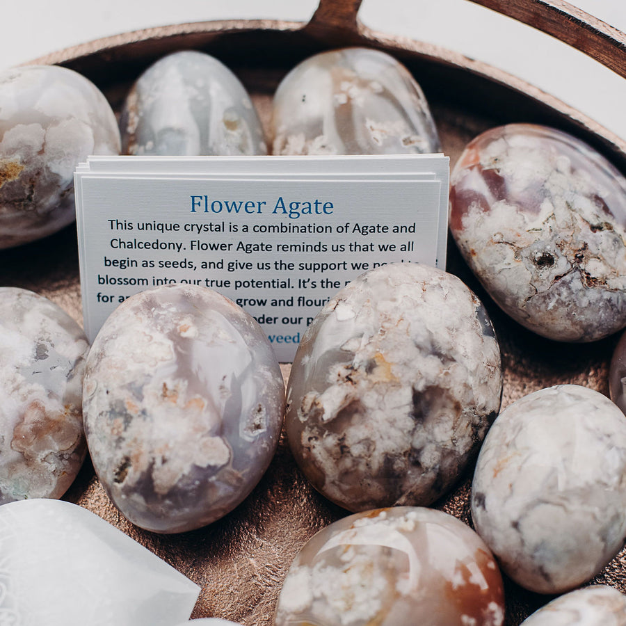Flower Agate Palm Stones